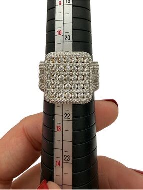 AAA 14K TGF Rhinestone Square Statement Ring - Size 11.5